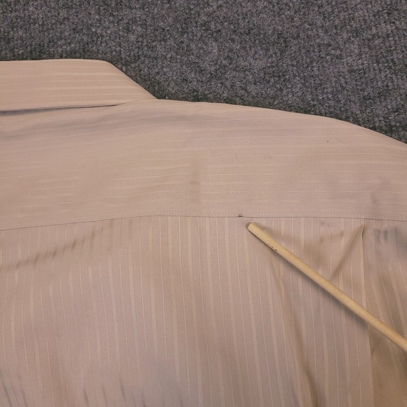 NWT Pronto Uomo Shirt Dress Shirt 18.5 36/37 Button Up Khaki Brown Tonal Stripe - Picture 4 of 16